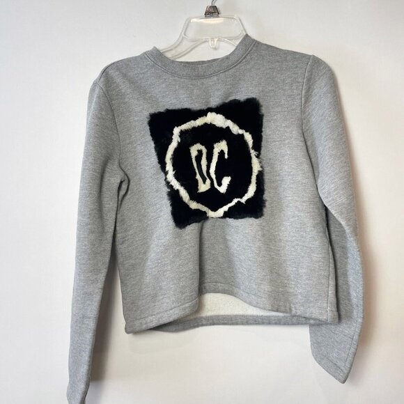Opening Ceremony Womens Pullover Cropped Sweatshirt Gray XS Crew Neck Front Logo - Picture 1 of 9